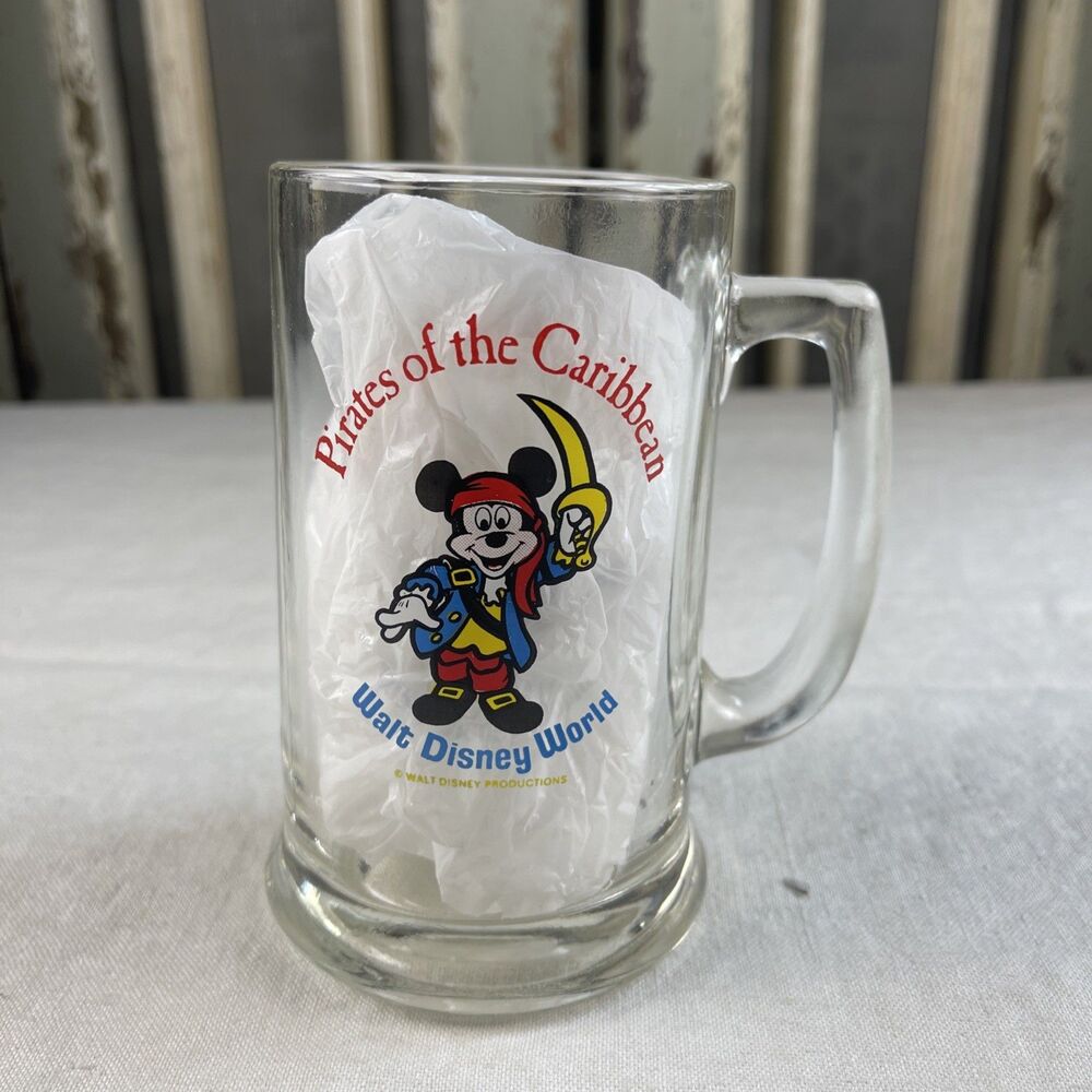 Walt Disney World "Pirates Of The Caribbean" Mickey Souvenir Glass Mug